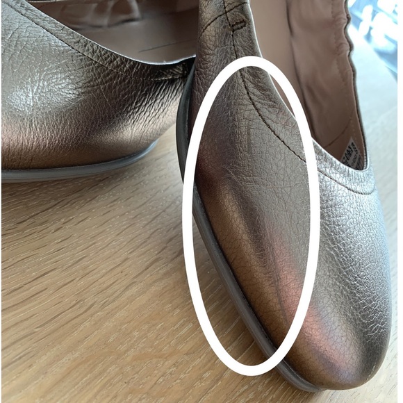 SIZE 10-10.5 ECCO INCISE ENCHANT BALLET BALLERINA FLAT GOLD WARM GREY - Picture 5 of 11